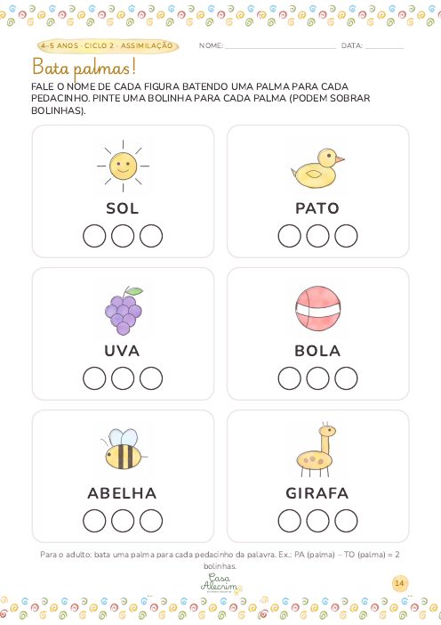 Bata palmas · 4–5 anos